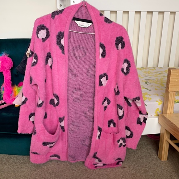 hot pink leopard cardigan